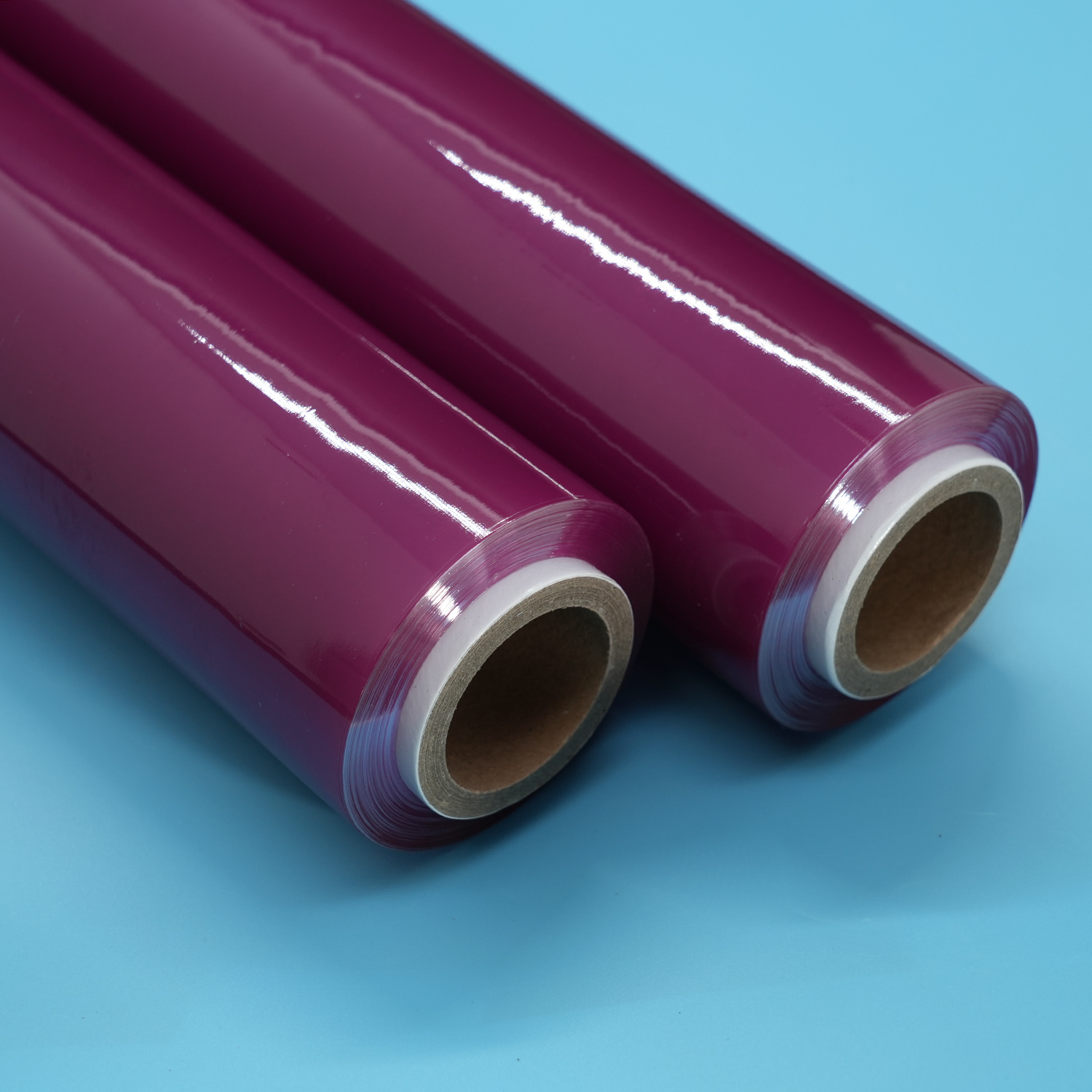 보라색 색상 소프트 안티 안개 PVC 식품 스트레치 필름 식품 포장용 필름 점보 롤 달라붙음